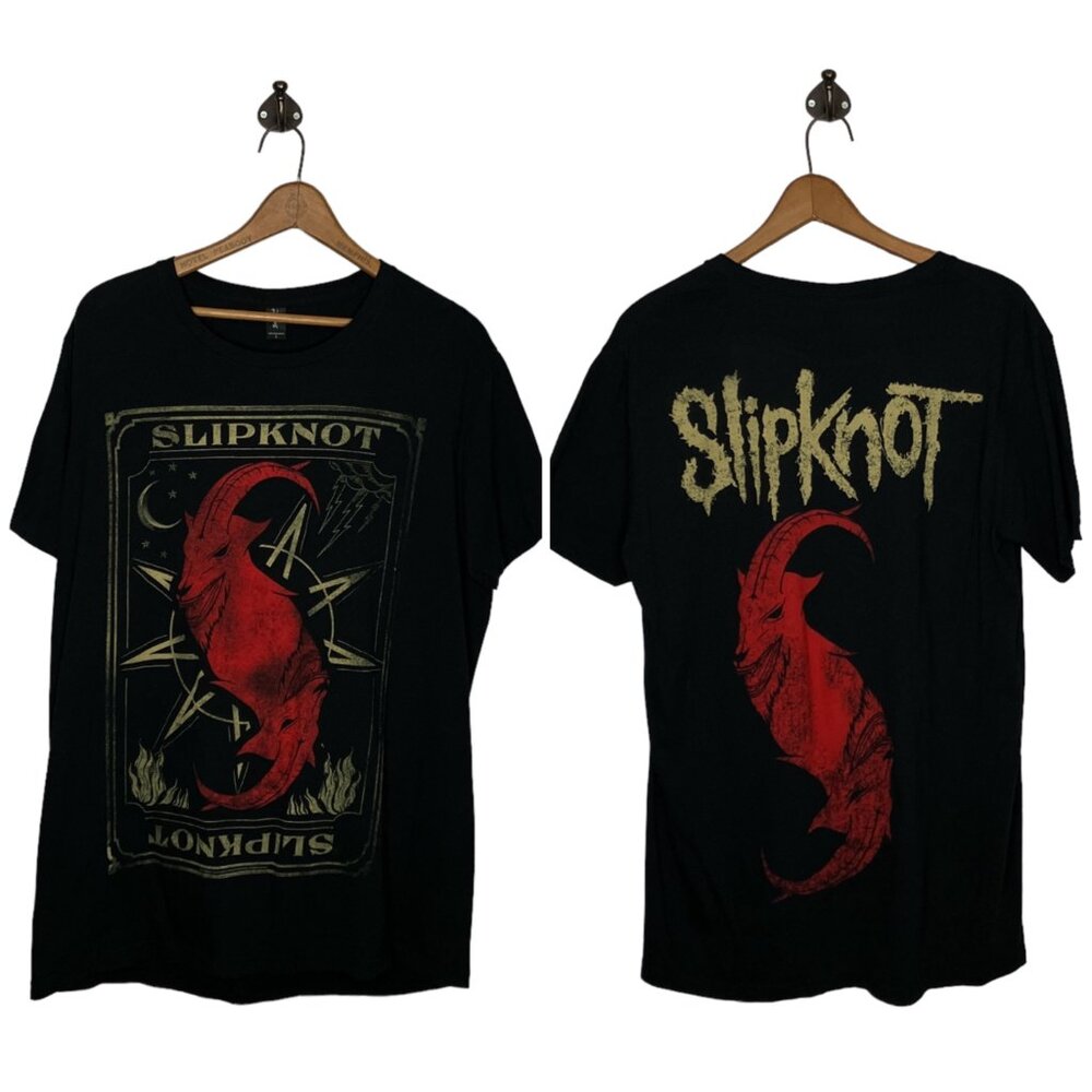 Bay Island Men's XL Black Slipknot Sigil Of‎ Baphomet 2015 Double Sided Band Tee